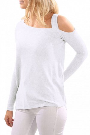 Белая блуза с длинными рукавами и вырезом на одном плече