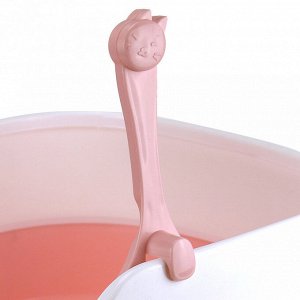 Лоток-туалет для кошек "Горохи" 47,5х40х18,8см, пластик, с бортиком, с совком 26,5х9,8х2,5см, розовый (Китай)