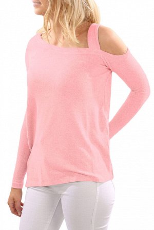 Розовая асимметричная блуза с длинными рукавами и вырезом на одном плече
