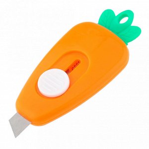 Нож-мини канцелярский "Морковка" 9мм, 7х3,3х1,2см, металл/пластик (Китай)