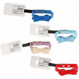"Пэт тойс (Pet toys)" Ошейник для собаки "Галстук-бабочка" 1,2х32см, металлическая застежка, под кожу, на картоне, цвета в ассортименте: красный, синий, голубой, сиреневый (Китай)