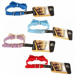 "Пэт тойс (Pet toys)" Ошейник для собаки "Галстук-бабочка" 1,2х32см, металлическая застежка, под кожу, на картоне, цвета в ассортименте: красный, синий, голубой, сиреневый (Китай)