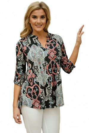 Темная блуза с V-образным вырезом и узором пейсли