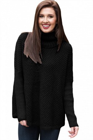 Черный объемный свитер с высоким воротом