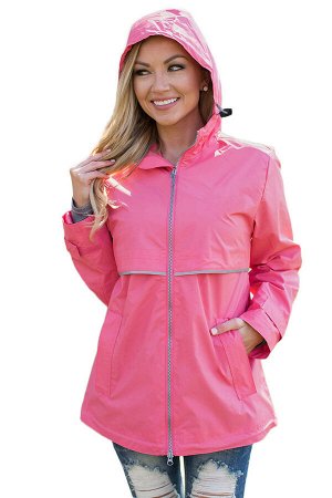 Спортивная розовая куртка с капюшоном и на "молнии"