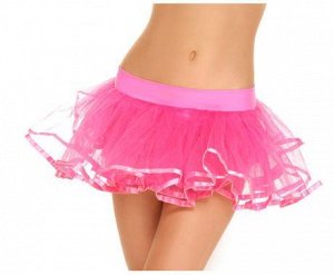 Розовая полупрозрачная мини юбка с двойным подолом