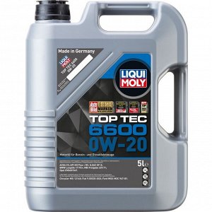 Масло моторное Liqui Moly Top Tec 6600 0w20 синтетическое, API SP, ACEA C5/C6, ILSAC GF-6A, универсальное, 5л, арт. 21411