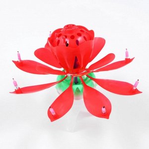 Свеча для торта музыкальная «Тюльпан», крутящаяся, красная, 14.5x6 см