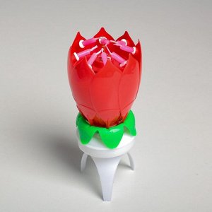 Свеча для торта музыкальная «Тюльпан», крутящаяся, красная, 14.5x6 см