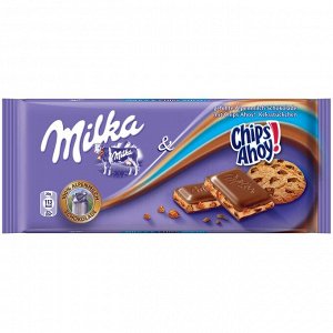 Молочный шоколад Милка с печеньем Чипс Ахой 100г / Milka Chips Ahoy Chocolate 100g