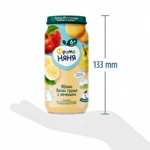 ФРУТОНЯНЯ Пюре 250г яблоко-банан-груша с печеньем