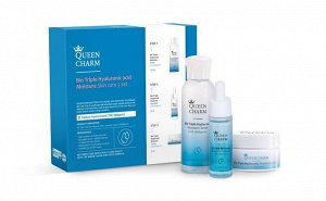 QUEEN CHARM. Набор увлажняющих средств для лица с биокомплексом гиалуроновой кислоты 10%, 3 Set