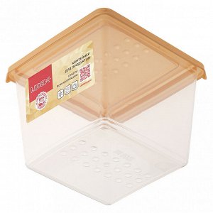 "Sunrise" Контейнер для продуктов пластмассовый 1л, 12,4х12,4х10см, квадратный, золотой, подходит для СВЧ (Россия)