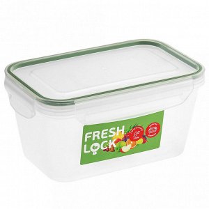 Контейнер из полипропилена "Fresh Loсk" 1,4л, 18х11,5х8,5см, герметичный, силиконовый уплотнитель, ручки-клипсы, прозрачный, подходит для СВЧ (Россия)