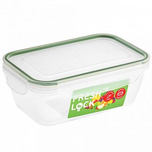 Контейнер из полипропилена "Fresh Loсk" 1л, 18х11,5х6,5см, герметичный, силиконовый уплотнитель, ручки-клипсы, прозрачный, подходит для СВЧ (Россия)