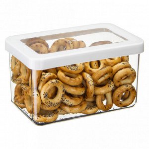 Банка для сыпучих продуктов пластмассовая "Степ" 1,1л, 16х10х9,5см, белый (Россия)