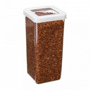 Банка для сыпучих продуктов пластмассовая "Степ" 1,4л, 10х10х21см, белый (Россия)