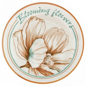 "Блуминг флауэрс (Blooming flowers)" Блюдце-розетка для варенья фарфоровое д10см h2,8см, с деколью, отводка (Китай)