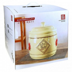 Банка фарфоровая "Рис" 8л, д23см h20см, с крышкой, обертовая деколь, резиновая накладка на горло, в подарочной коробке (Китай)