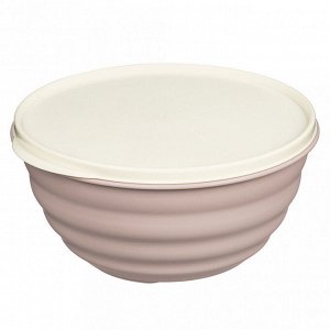 Миска пластмассовая "Latina" 1,1л, д16,6см, h8см, бежевый, с крышкой (Россия)