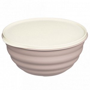 Миска пластмассовая "Latina" 2,1л, д20,7см, h9,6см, бежевый, с крышкой (Россия)