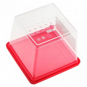 "Ruby" Контейнер для продуктов пластмассовый 1л, 12,4х12,4х10см, квадратный, красный, подходит для СВЧ (Россия)