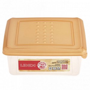"Sunrise" Контейнер для продуктов пластмассовый 0,5л, 12,4х12,4х5см, квадратный, золотой, подходит для СВЧ (Россия)
