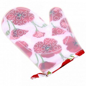 Прихватка-варежка (рукавица) силиконовая 23х18,5х1,5см, подкладка хлопок с ватином, цвета микс (Китай)