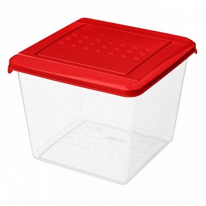 "Asti" Контейнер для продуктов пластмассовый 1л, 12,4х12,4х10см, квадратный, красный, подходит для СВЧ (Россия)