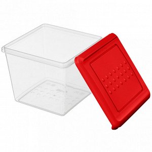 "Asti" Контейнер для продуктов пластмассовый 1л, 12,4х12,4х10см, квадратный, красный, подходит для СВЧ (Россия)