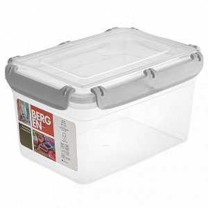 "Bergen" Контейнер для продуктов пластмассовый 2,4л, 21,5х15,1х11,8см, с защелками, пепельный жемчуг, подходит для СВЧ (Россия)