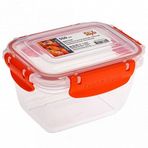 Контейнер для продуктов пластмассовый "Мастер" 0,55л, глубокий, прямоугольный, с клипсами, воздухонепроницаемый (герметичный), съемный силиконовый уплотнитель, подходит для СВЧ, цвета микс (Россия)