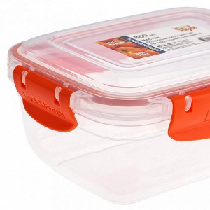 Контейнер для продуктов пластмассовый "Мастер" 0,8л, прямоугольный, с клипсами, воздухонепроницаемый (герметичный), съемный силиконовый уплотнитель, подходит для СВЧ, цвета микс (Россия)