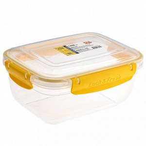 Контейнер для продуктов пластмассовый "Мастер" 1,4л, прямоугольный, с клипсами, воздухонепроницаемый (герметичный), съемный силиконовый уплотнитель, подходит для СВЧ, цвета микс (Россия)