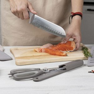 Ножницы кухонные "TalleR" 24,5х3,7х2,1см, s3мм, сталь, универсальные, с орехоколом, овощечисткой, открывателем для бутылок, специальная заточка лезвий, ручки из полипропилена с ТПР покрытием, чехол с