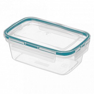 Контейнер для продуктов пластмассовый 0,35л, 13,9х9,1х5,1см, герметичный, прозрачный, зеленая оконтовка, подходит для СВЧ (Россия)