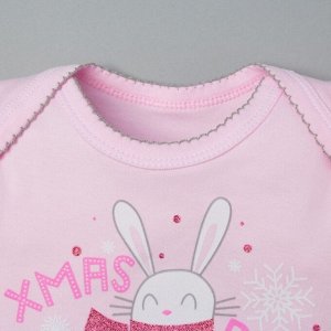 Набор: боди,юбка,повязка Крошка Я "Merry Christmas", розовый/серый, р.22, рост 62-68 см