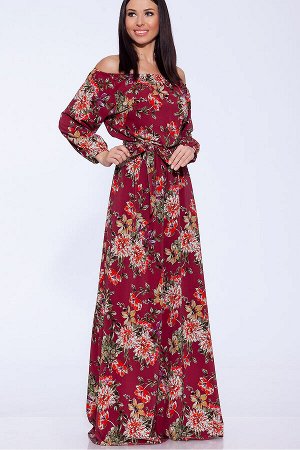 #53465 Платье (Emansipe) Бордовый/цветы