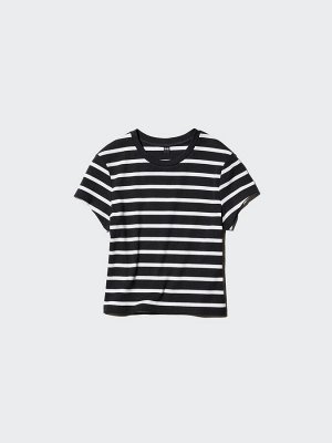 UNIQLO - полосатая укороченная футболка 01 OFF WHITE