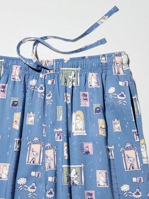 UNIQLO - домашние брюки из вискозы с Муми-троллем - 65 BLUE