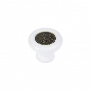 Ручка кнопка Ceramics 005-S, керамическая, белая