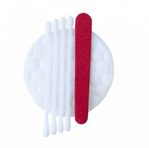 Косметический набор (ватные диски, ватные палочки, пилочка для ногтей). Набор 10 шт