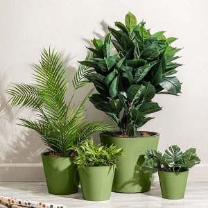 "Rosemary" Горшок для цветов пластмассовый 4л, д20см, h18,3см, с дренажной вставкой, зеленый (Россия)