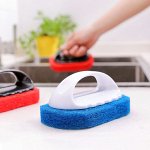 Абразивная щетка с ручкой для очистки посуды, сантехники (14x8см)