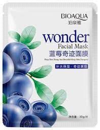 BIOAQUA. Маска-салфетка для лица с экстрактом голубики (максимальное увлажнение), 30 гр