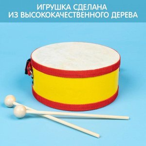 Барабан музыкальная игрушка, с палочками, на ленте, бумажная мембрана