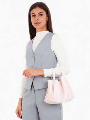 Сумка - мешок женская на кнопке, с косметичкой, 24x14x19 см, бежевая