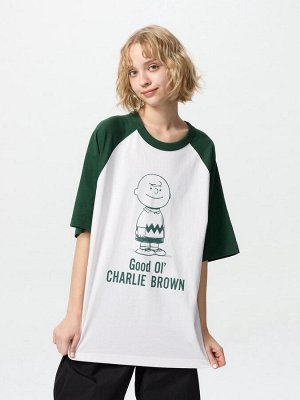 UNIQLO - оверсайз футболка с дизайном Peanuts - 57 OLIVE