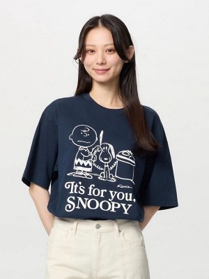 UNIQLO - оверсайз футболка с дизайном Peanuts - 69 NAVY