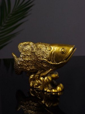 Фигурка гипс «Рыбка фэншуй», 14x5x7.5 см, цвет золотой